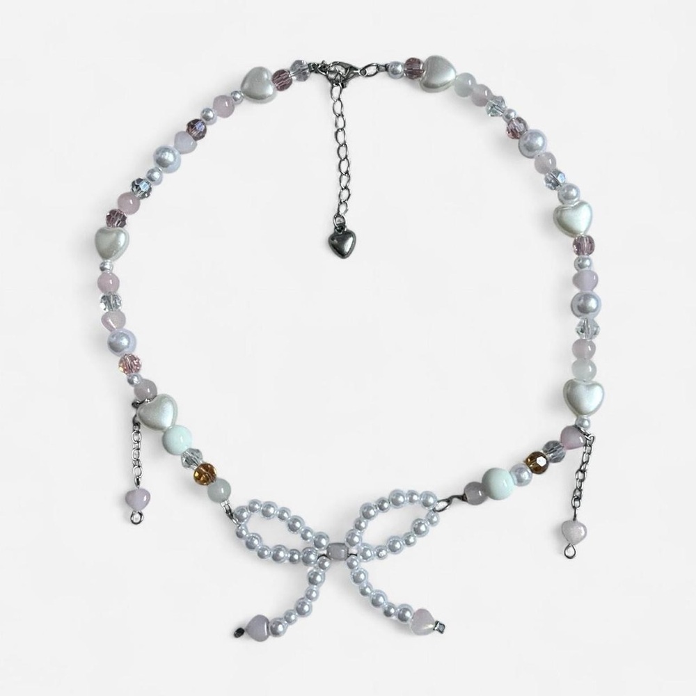 Custom Made Coquette Pearl Bow Beaded Necklace